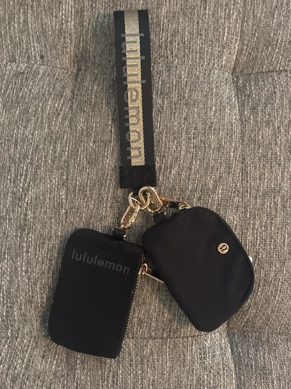 lululemon athletica Black & Gold Dual Pouch Wristlet